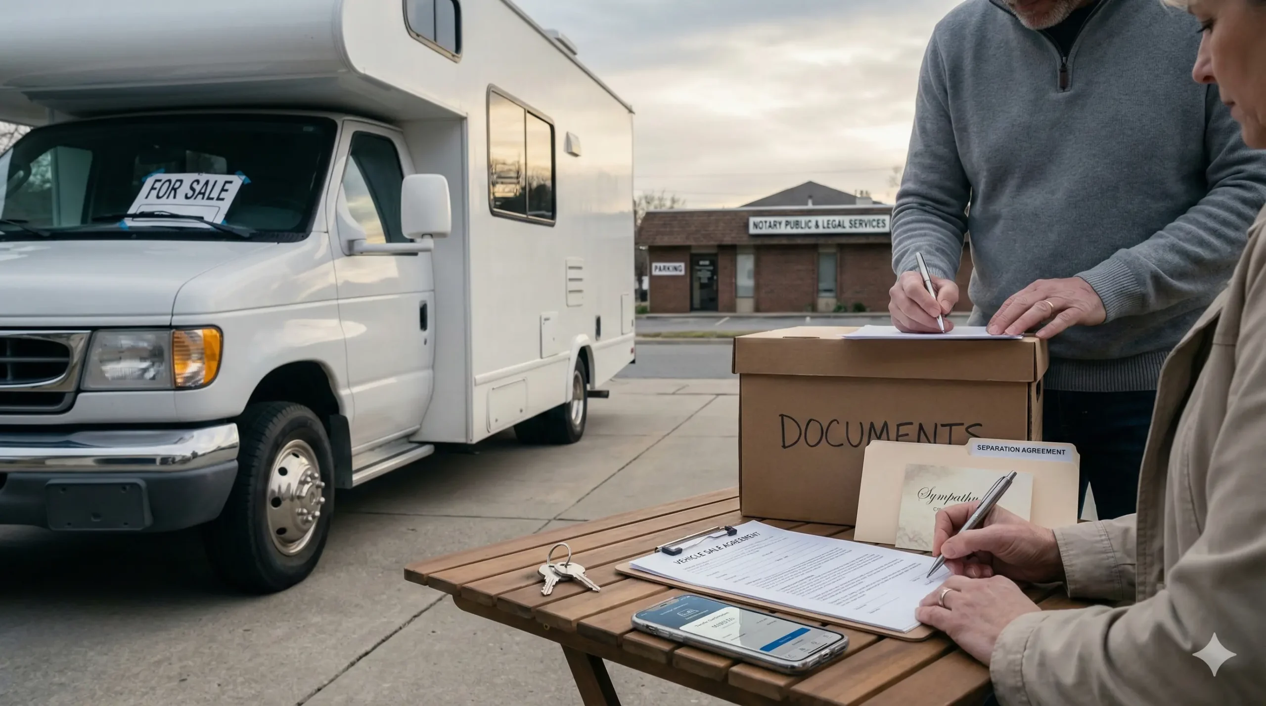vente camping-car cause décès divorce